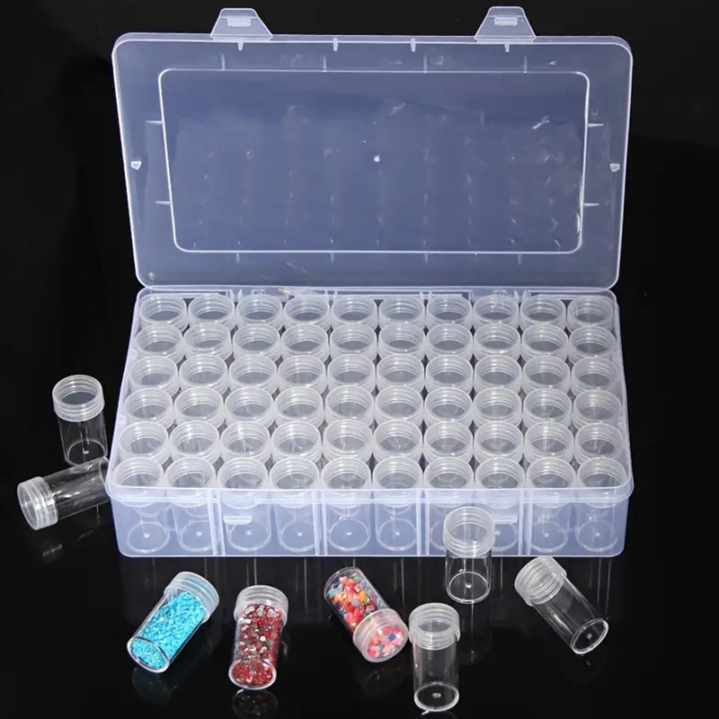 60 Grids Diamond Painting Beads Storage Box with Lid DIY Crafts Container