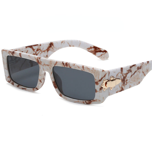 Marbling Square Sunglasses Women Retro Summer Outdoor Shades