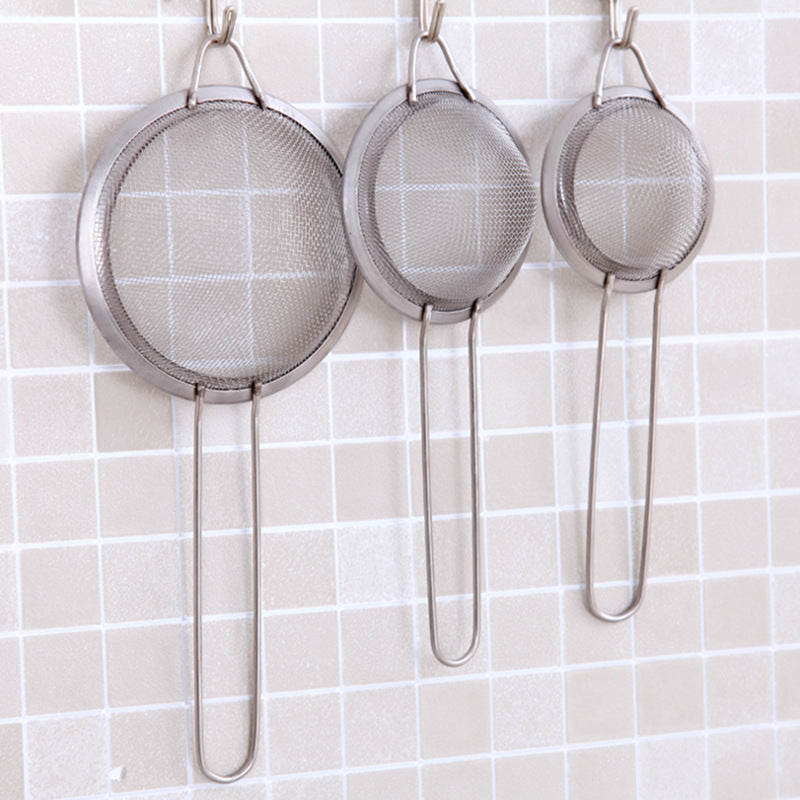 Stainless Steel Mesh Filter Set 3 Sizes Strong Handles & Hooks
