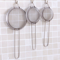 Stainless Steel Mesh Filter Set 3 Sizes Strong Handles & Hooks