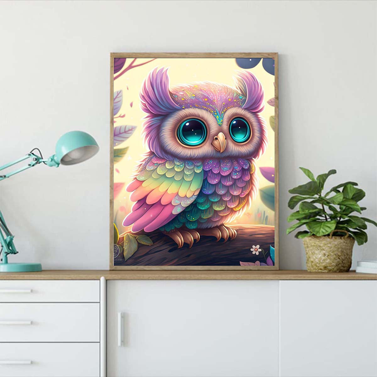 Owl Diamond Painting Kit 5D Full Drill Wall Decoration Gift