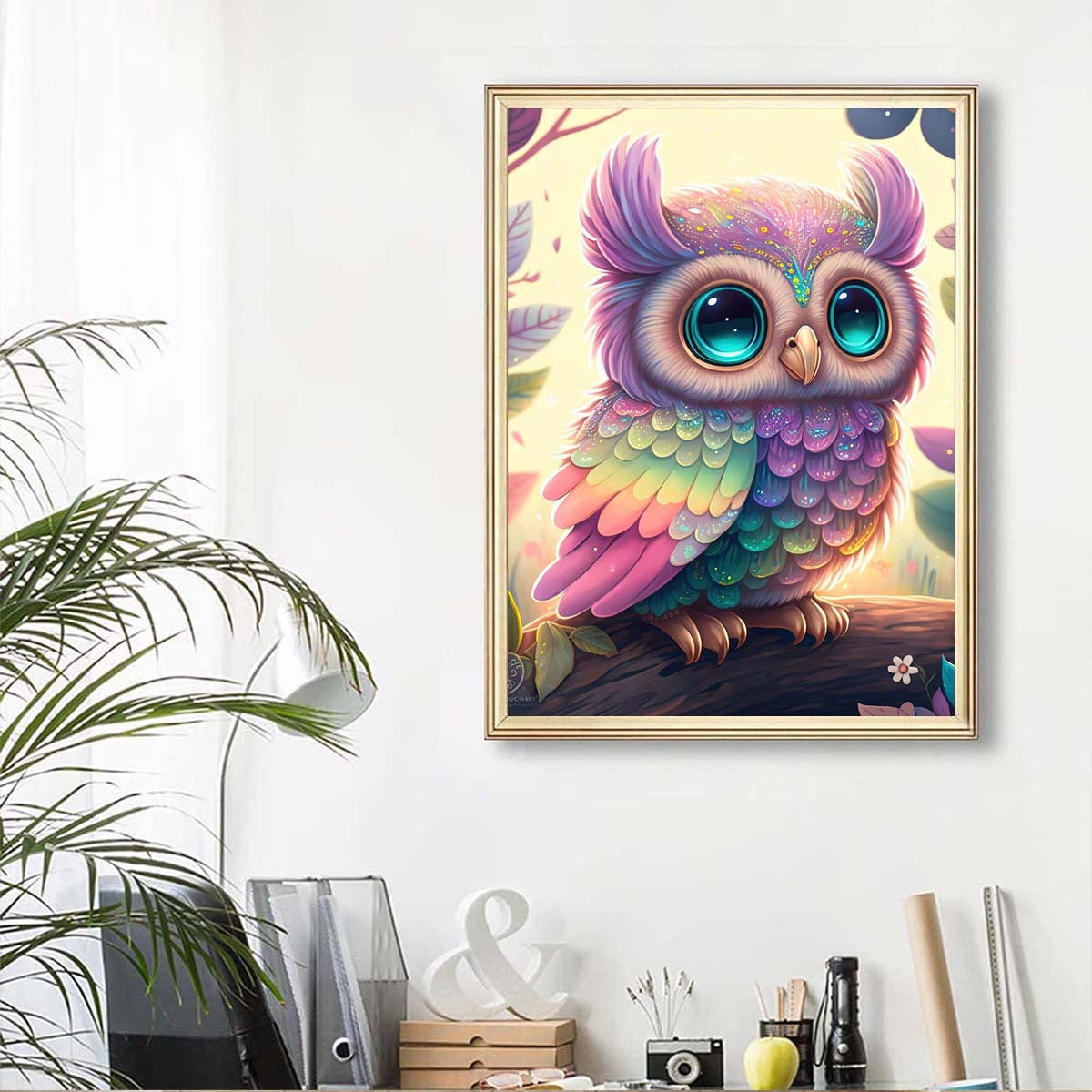 Owl Diamond Painting Kit 5D Full Drill Wall Decoration Gift