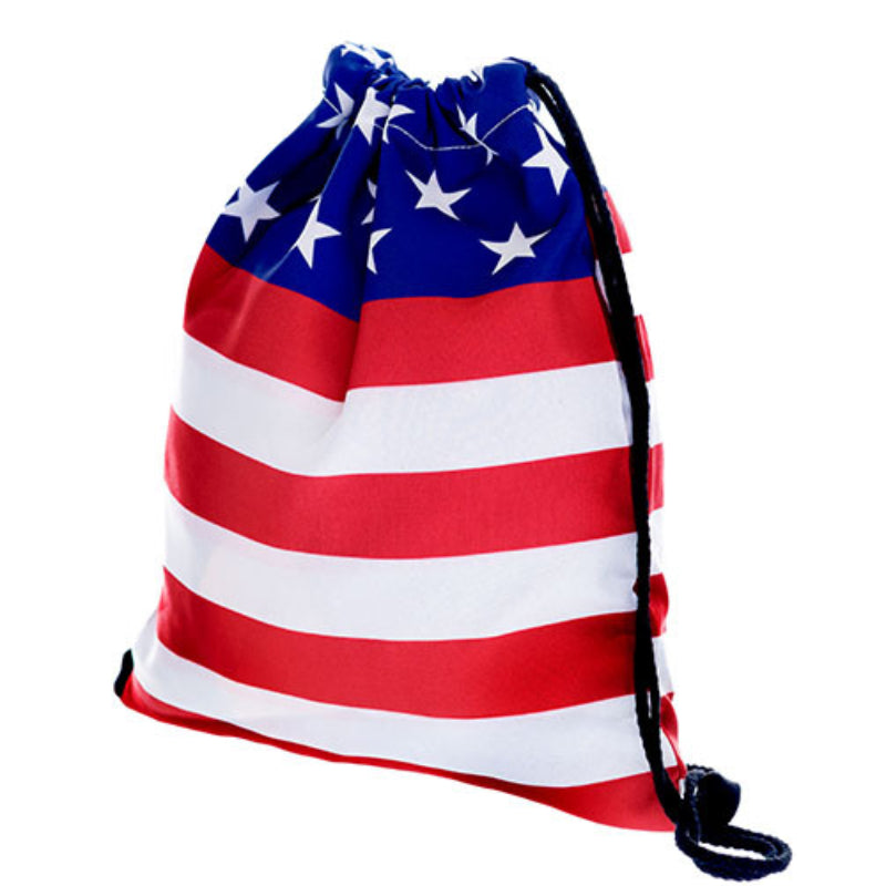 American Flag Drawstring Sports Bag with Bundle Pocket
