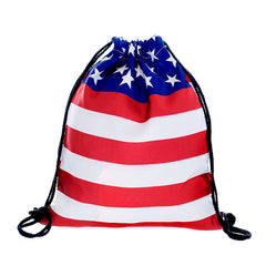 American Flag Drawstring Sports Bag with Bundle Pocket
