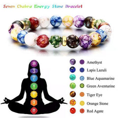 7 Chakra Stone Bracelet Colorful Energy Beads Volcanic Stone Bracelet