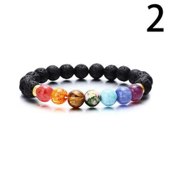 7 Chakra Stone Bracelet Colorful Energy Beads Volcanic Stone Bracelet