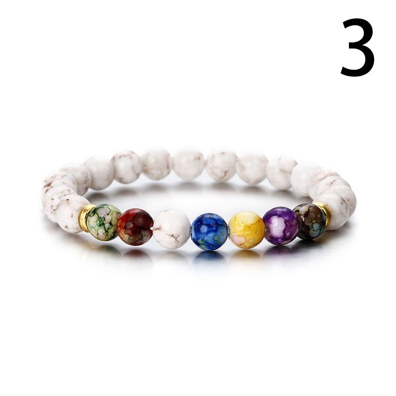 7 Chakra Stone Bracelet Colorful Energy Beads Volcanic Stone Bracelet