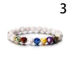 7 Chakra Stone Bracelet Colorful Energy Beads Volcanic Stone Bracelet