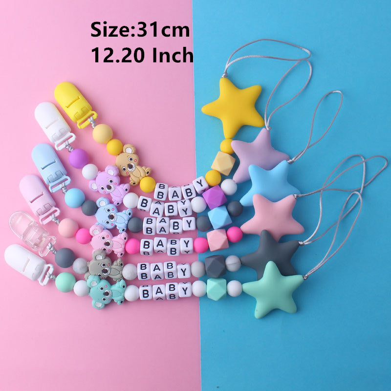 Silicone Pacifier Chain Baby Anti-Drop Pentagram Clip
