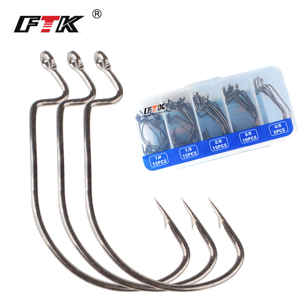 60pcs Offset Jigging Fishing Hooks Strong & Durable