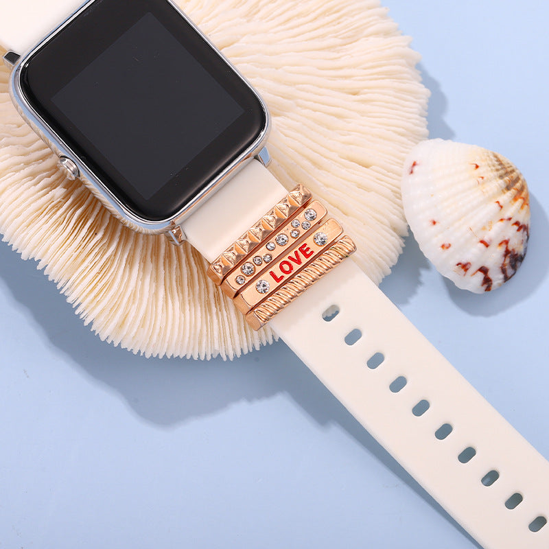 4pcs Watch Silicone Strap Decorative Rings DIY Charms For Watch Band
