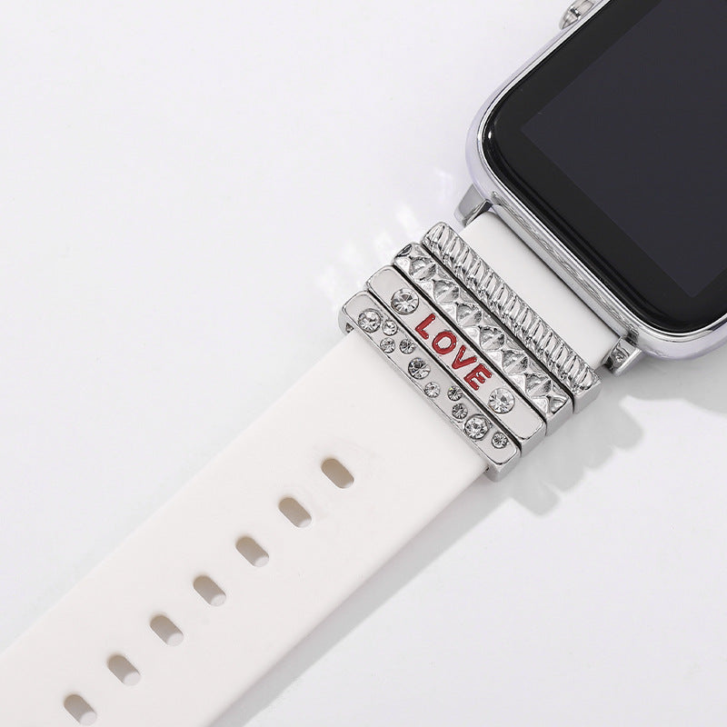 4pcs Watch Silicone Strap Decorative Rings DIY Charms For Watch Band