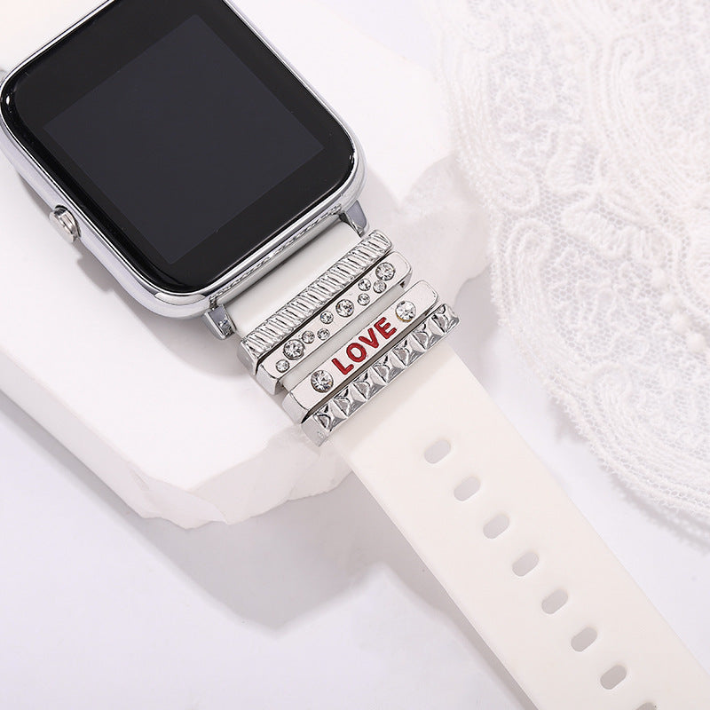 4pcs Watch Silicone Strap Decorative Rings DIY Charms For Watch Band