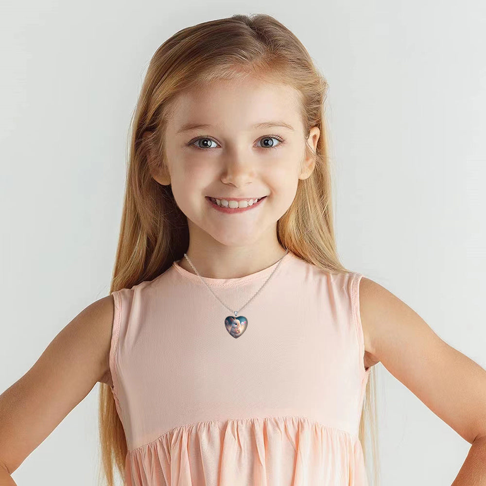 Little Rabbit Heart Pendant Necklace for Girls