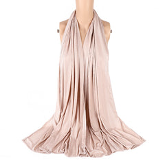Elastic Pleated Scarf Solid Hijab Casual Shawl Head Wrap Turban