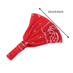 Paisley Print Elastic Headband Solid Boho Headscarf