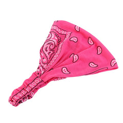 Paisley Print Elastic Headband Solid Boho Headscarf