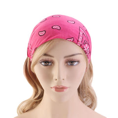 Paisley Print Elastic Headband Solid Boho Headscarf