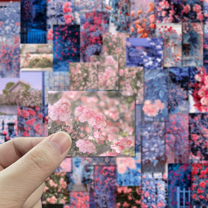64pcs Rose Wallpaper Stickers for Scrapbooking and Crafts