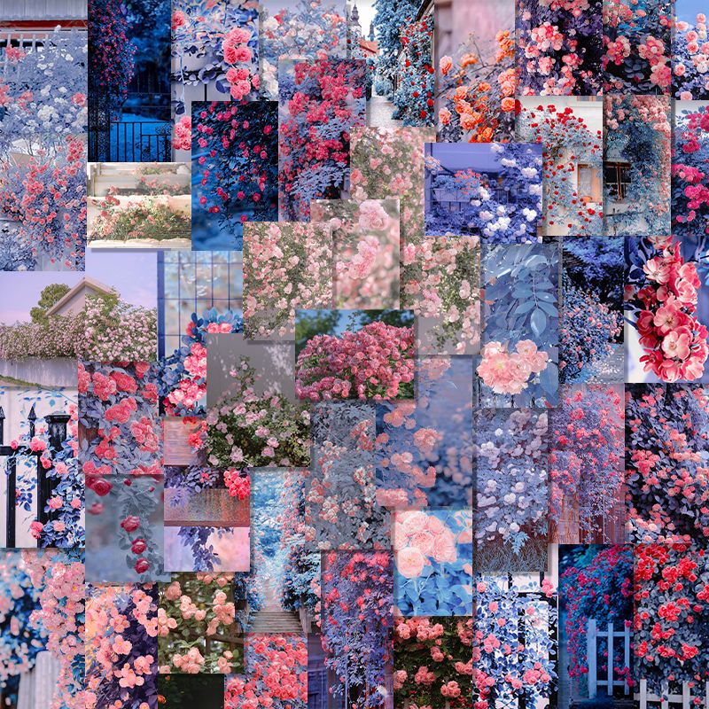 64pcs Rose Wallpaper Stickers for Scrapbooking and Crafts