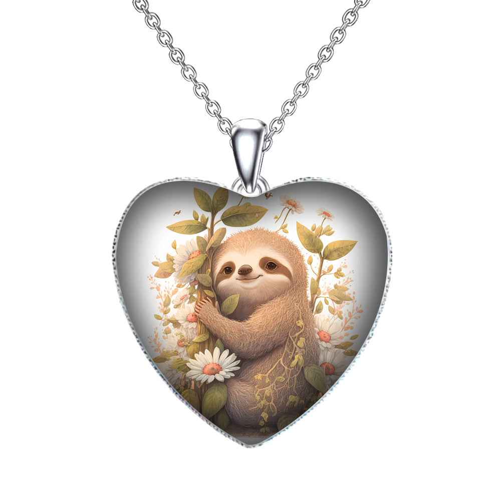Sloth Heart Pendant Necklace Kids Gift Accessories