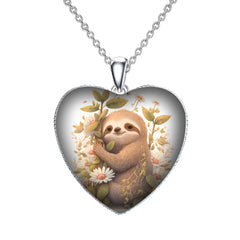 Sloth Heart Pendant Necklace Kids Gift Accessories