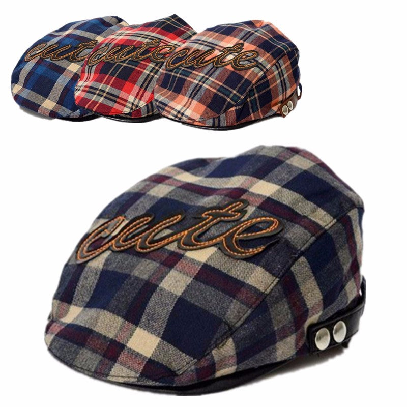 Baby Beret Hat Herringbone Flat Adjustable Cap Comfortable Toddler Sun Cap
