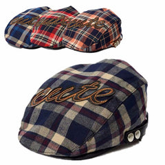 Baby Beret Hat Herringbone Flat Adjustable Cap Comfortable Toddler Sun Cap