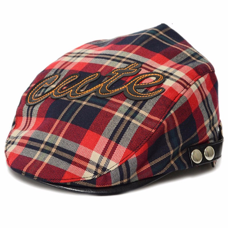Baby Beret Hat Herringbone Flat Adjustable Cap Comfortable Toddler Sun Cap