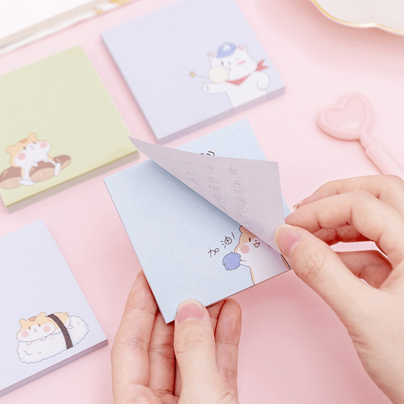 Cartoon Bear Hamster Sticky Notes for Students