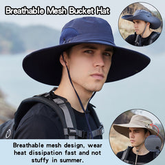 Breathable Mesh Big Brim Fisherman Hat Men's Summer Outdoor Sun Hat