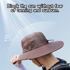 Breathable Mesh Big Brim Fisherman Hat Men's Summer Outdoor Sun Hat
