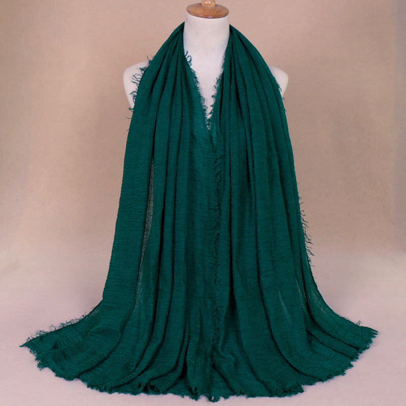 Crinkle Bubble Plain Shawl Sunproof Windproof Large Turban