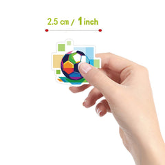 500pcs Football Stickers 2.54cm Labels 10 Patterns Pack Waterproof Vinyl Sticker