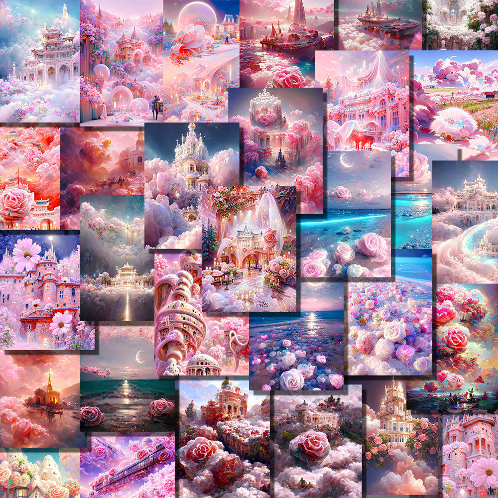 55pcs Pink Flower DIY Washi Scrapbooking Stickers Crafting & Stationery