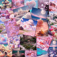55pcs Pink Flower DIY Washi Scrapbooking Stickers Crafting & Stationery