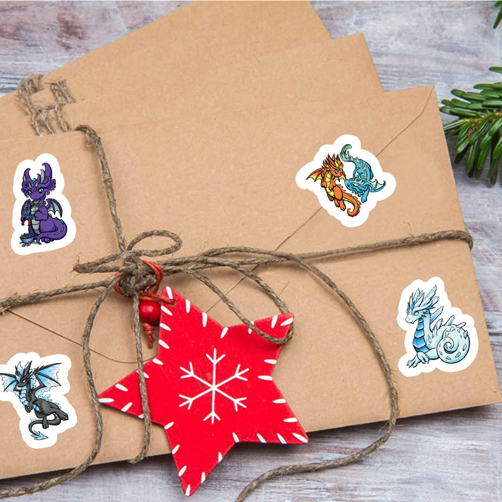 500pcs Dragon Stickers Pack - Animals Cartoon Decals - Waterproof Vinyl Sticker