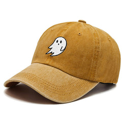 Ghost Embroidery Old Washed Cotton Baseball Cap