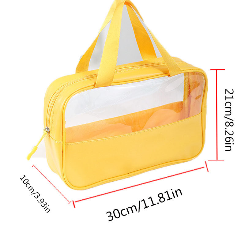Clear Makeup Bag With Handle PVC Toiletry Organizer Carry Pouch