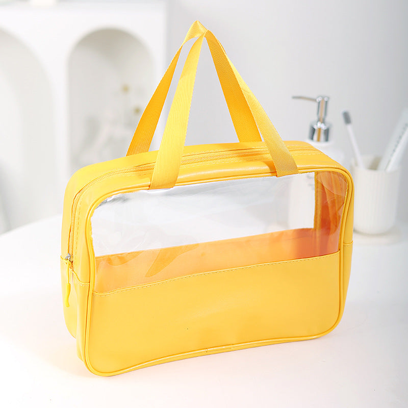 Clear Makeup Bag With Handle PVC Toiletry Organizer Carry Pouch