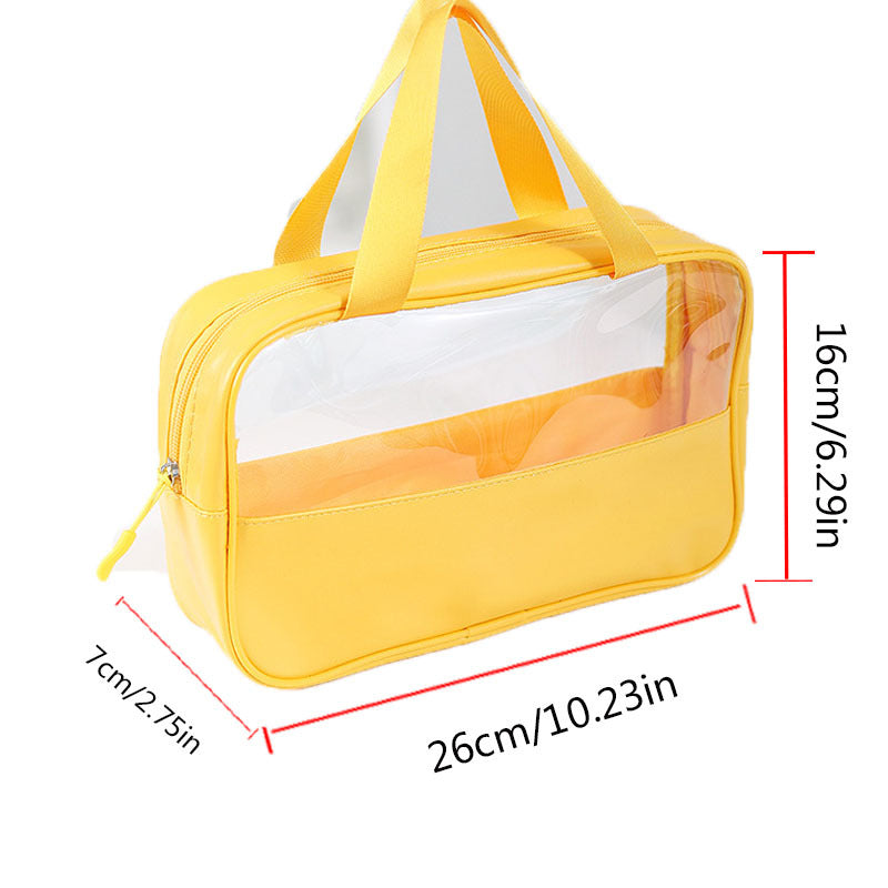 Clear Makeup Bag With Handle PVC Toiletry Organizer Carry Pouch