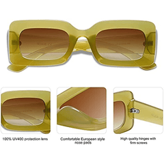 Y2K Rectangle Sunglasses Retro 90s UV400 Sun Shades