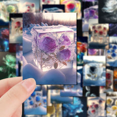 50pcs Rose Themed Album Stickers for Scrapbooking & Crafts