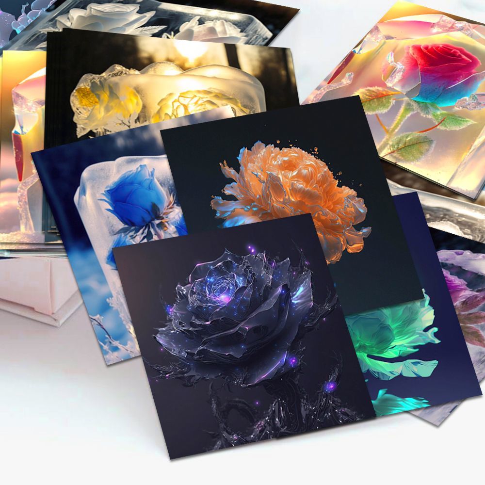 50pcs Rose Themed Album Stickers for Scrapbooking & Crafts
