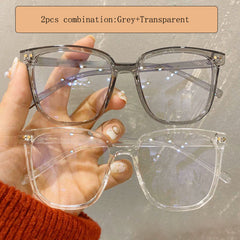 2pcs Square Clear Lens Light Blocking Glasses for Men Women