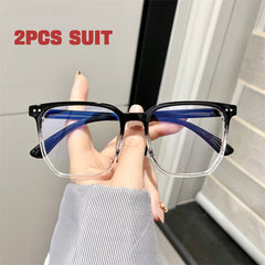 2pcs Square Clear Lens Light Blocking Glasses for Men Women
