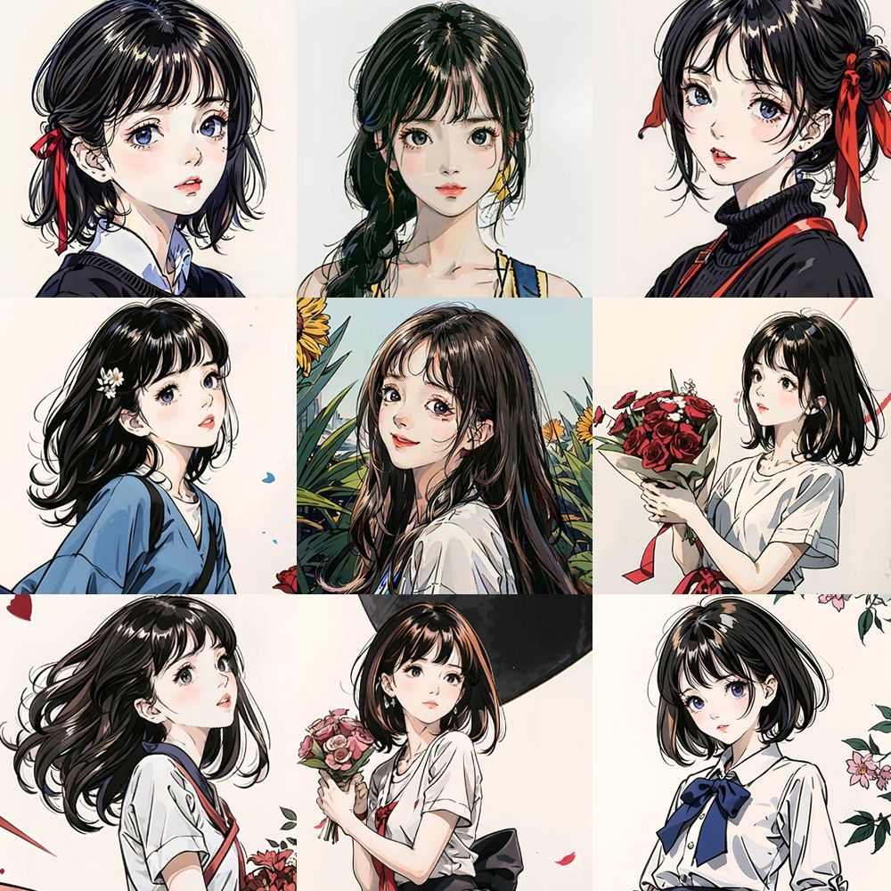 54pcs Retro Girl Portrait Album Stickers DIY Crafts Student Stationery