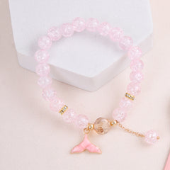 2pcs Mermaid Princess Quartz Watch Stretch Crystal Beaded Bracelet
