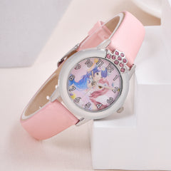 2pcs Mermaid Princess Quartz Watch Stretch Crystal Beaded Bracelet