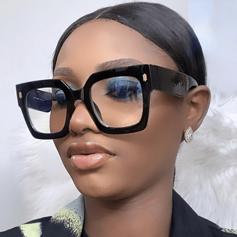 Light Blocking Glasses Square Clear Lens Jelly Frame